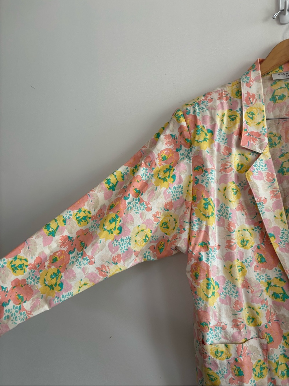 Vintage 100% Cotton Pastel Floral Open Boxy Blazer - Picture 4 of 10